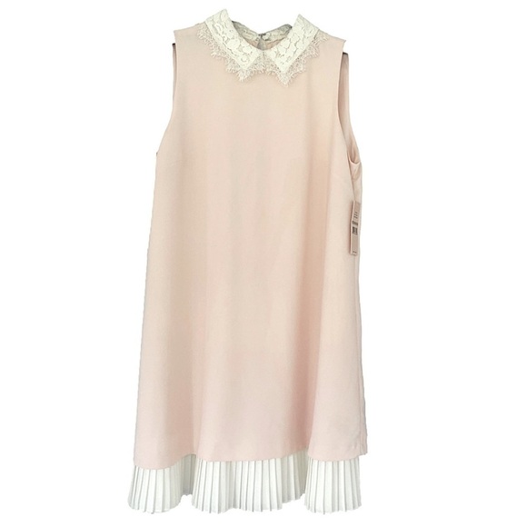 Nanette Lepore Pink Collared Pleated Hem Shift Dress, 12 - Picture 1 of 9